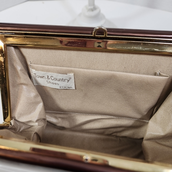 Town and country shoes pantent bronze brown vintage 50s 60s handbag evc - Picture 4 of 16